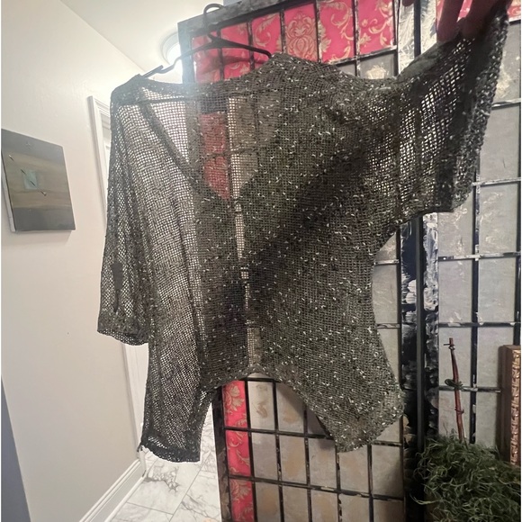 Isabel Taveres Net Hunter Green Cárdigan OS Fits Most Excellent Like New - Picture 6 of 14